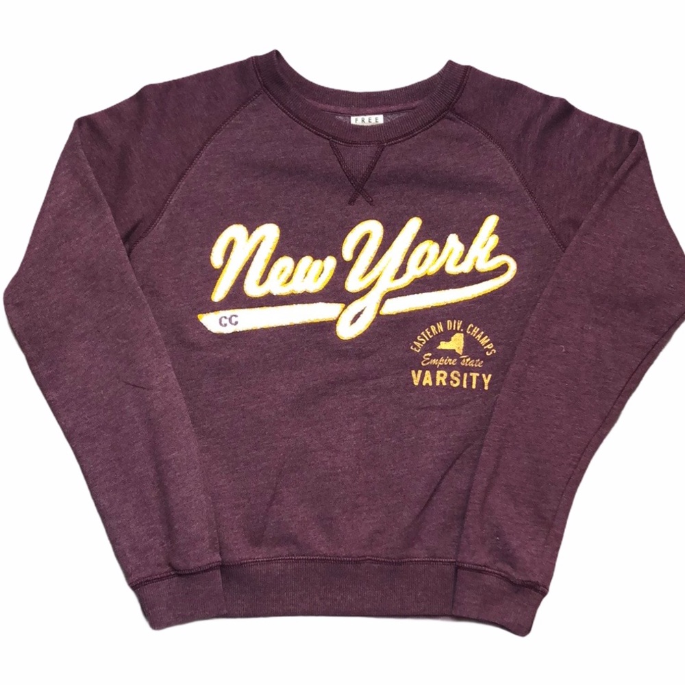 Free State Maroon New York Crew Neck Sweater-SZ S